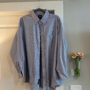 Joseph A Bank Men's White and Blue Button Down Shirt